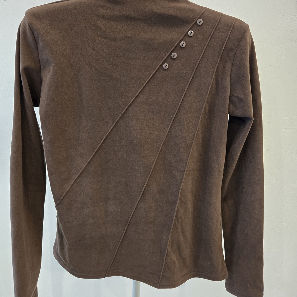 Brown Long Sleeve Top with Button Detail